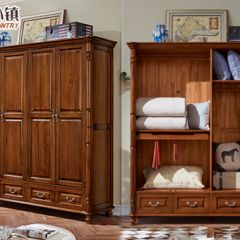 优质胡桃木框架四门四抽衣柜